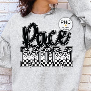 Race Mom PNG Image, Racing Checkered Flag Leopard Black Gray Designs, Sublimation Designs Downloads, PNG File