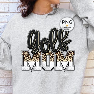 Golf Mom PNG Image, Golf Leopard Black Design, Sublimation Designs Downloads, PNG File