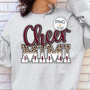 Cheer Mimi PNG Image, Leopard Cheer Grandma Maroon Design, Sublimation Designs Downloads, PNG File