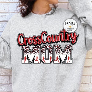 Cross Country Mom PNG Image, Leopard Red Design, Sublimation Designs Downloads, PNG File