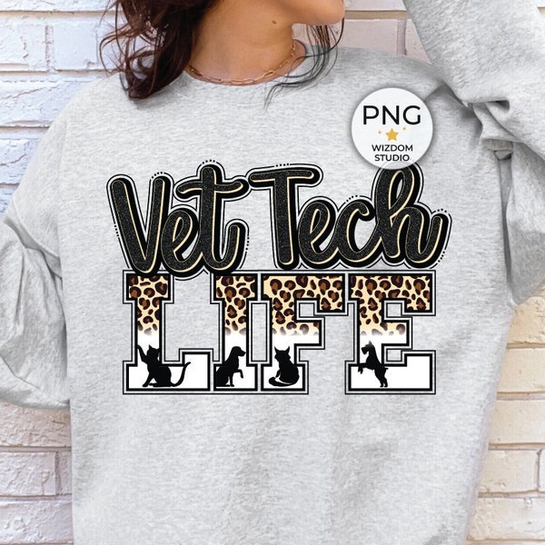 Vet Tech Life PNG Image, Leopard Veterinary Design, Sublimation Designs Downloads, PNG File