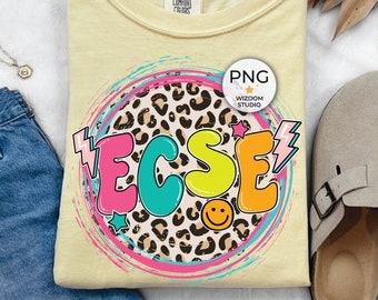 ECSE PNG Image, Leopard Teacher Back To School Design, Sublimation Designs Downloads, PNG File