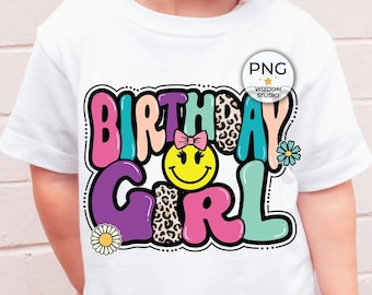 Imagen PNG de niña de cumpleaños, diseño de cumpleaños colorido de leopardo, descargas de diseños de sublimación, archivo PNG