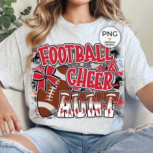 Football & Cheer Aunt PNG Image, Aunt Of Both Camo Red Design, Sublimation Designs Downloads, PNG File