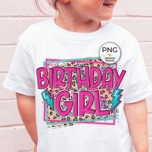 Birthday Girl PNG Image, Leopard Lightning Bolt Design, Sublimation Designs Downloads, PNG File