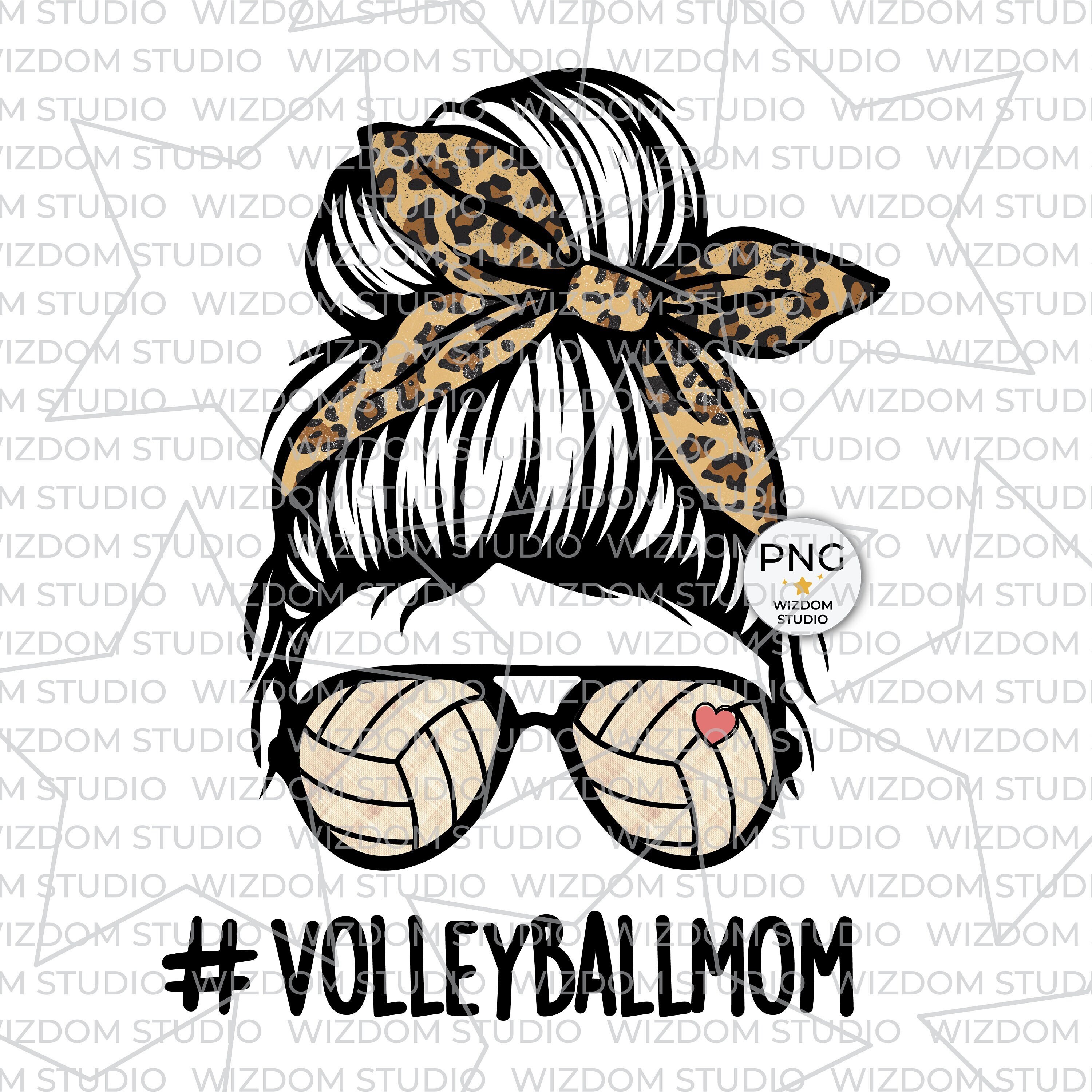 Volleyball Mom PNG Design, Messy Bun Leopard Volleyball Design, Subli…