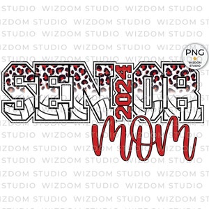 Senior Mom 2024 PNG Image, Senior 2024 Volleyball Red Design, Sublimation Designs Downloads, PNG File