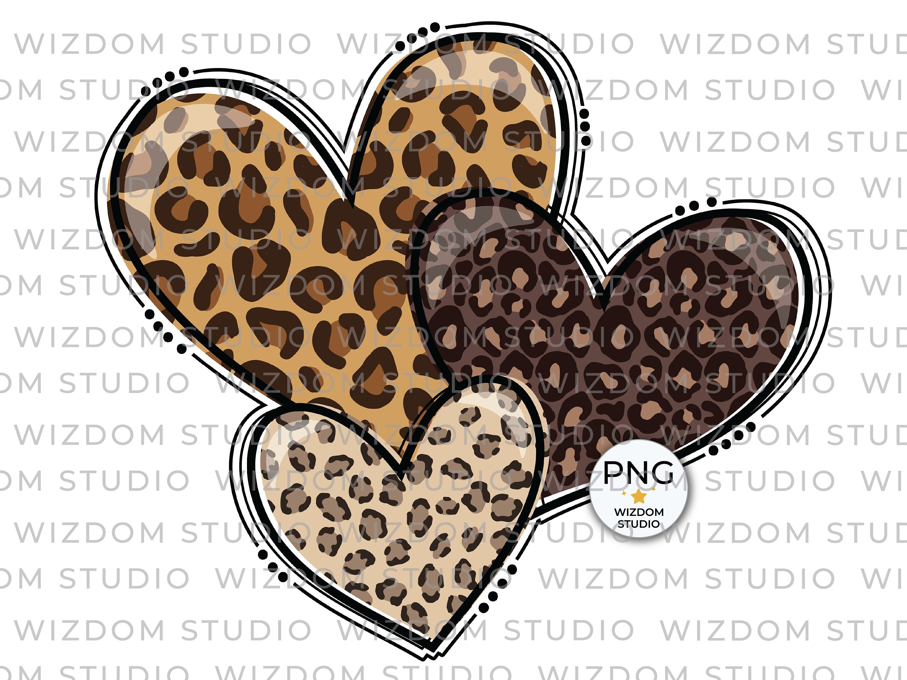 Leopard PnG Heart PnG Instant Download PNG Love PnG |Hearts PnG Heart Trio Leopard Print PnG for Sublimation Valentine's Day PnG