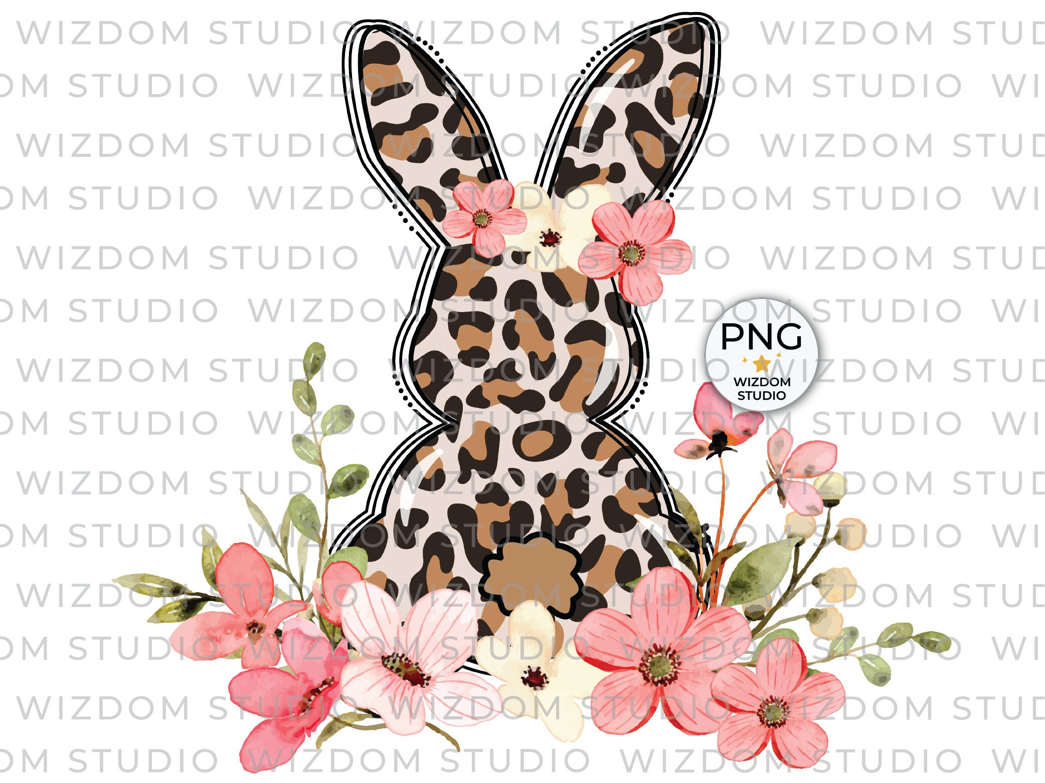 Easter Bunny PNG Image, Leopard Floral Bunny Design, Sublimation ...