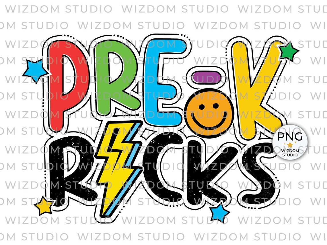 Pre-k Rocks PNG Image Back to School Lightning Bolt Design - Etsy