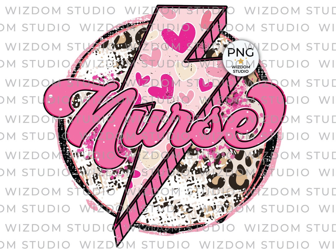 Nurse PNG Image, Nurse Pink Heart Lightning Bolt Valentine Design ...