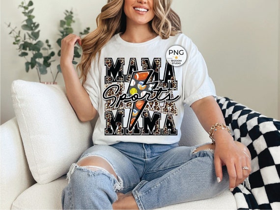 Sports Mama PNG Image, Multi Sport Mom Lightning Bolt Leopard Design, Sublimation Designs Downloads, PNG File
