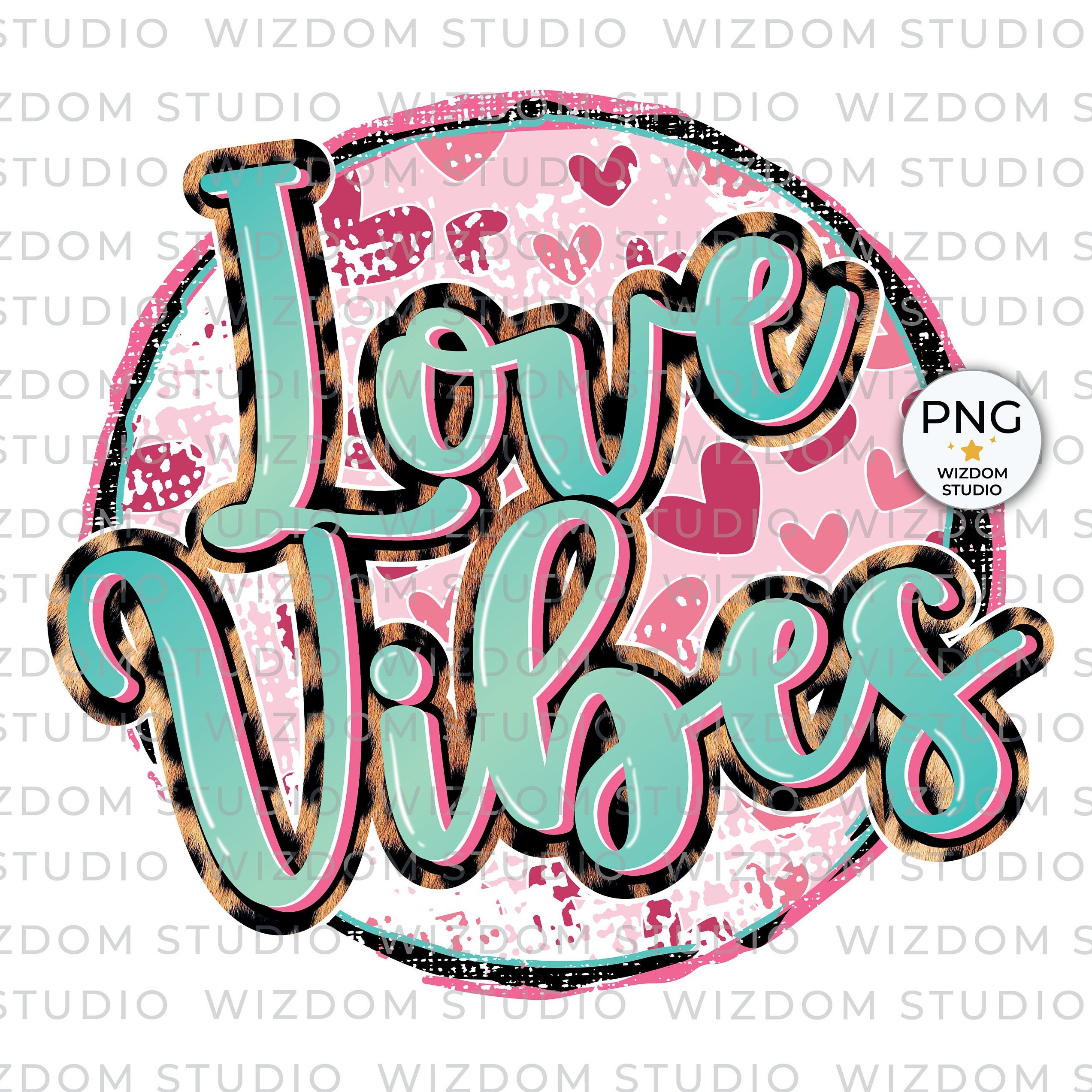 Love Vibes PNG Image, Valentine Pink Hearts Design, Sublimation Designs ...