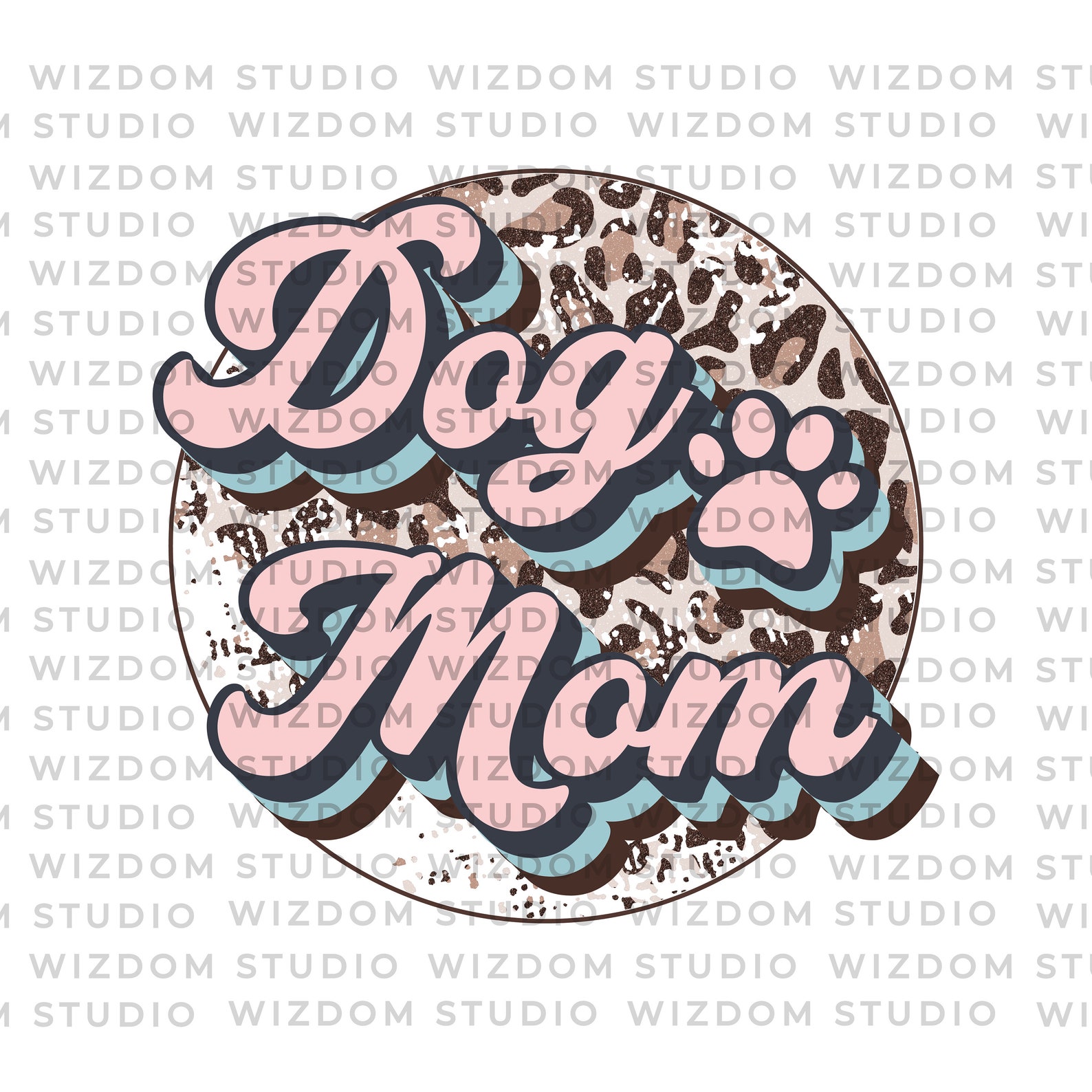 Dog Mom Leopard Background Retro Style Sublimation Designs | Etsy