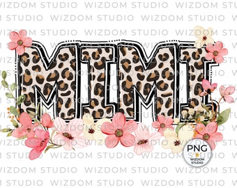 Mimi PNG Image, Leopard Floral Grandma Design, Sublimation Designs Downloads, PNG File