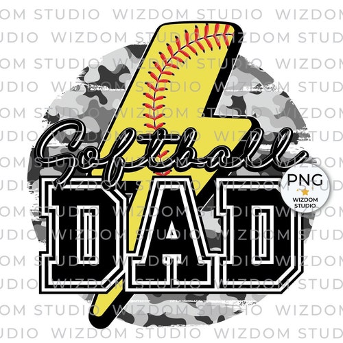 Softball Dad PNG Image Softball Bolt Camo Black Design Etsy