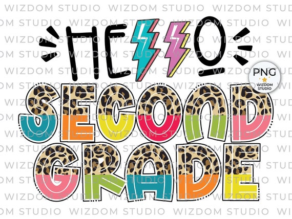 Hello Second Grade PNG Image Back to School Design - Etsy