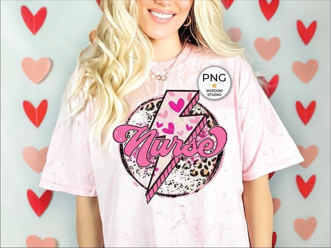 Nurse PNG Image, Nurse Pink Heart Lightning Bolt Valentine Design ...