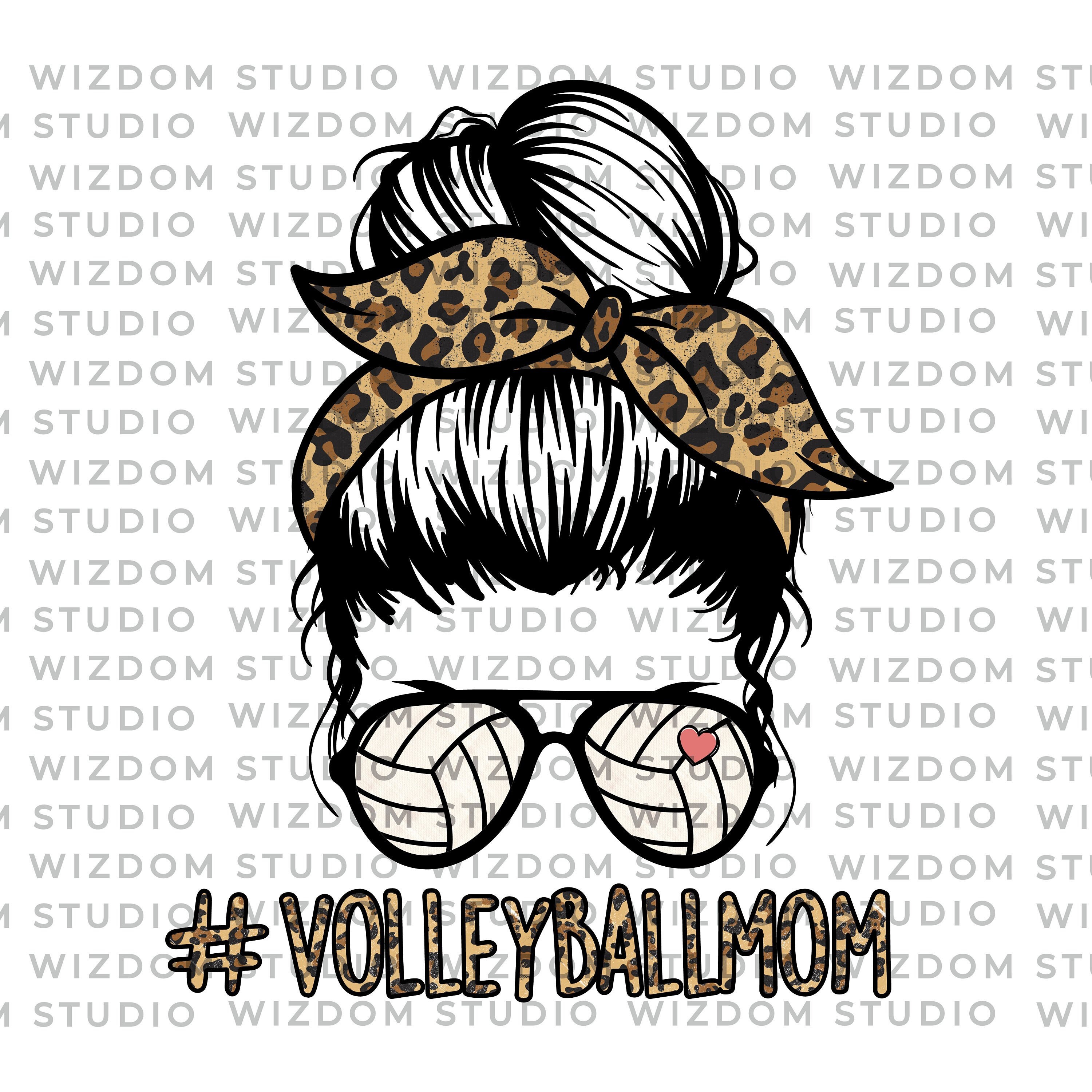 Messy Bun Volleyballmom Leopard Hair bow Transparent PNG | Etsy
