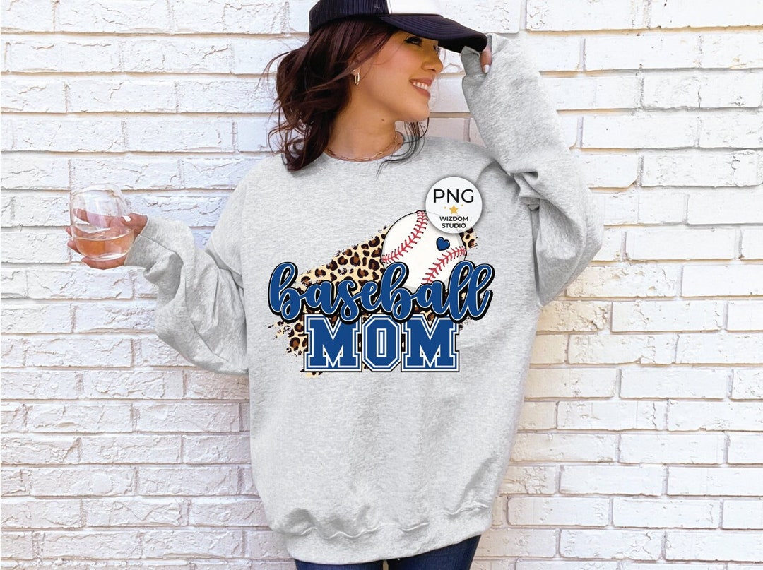 Baseball Mom PNG Image, Baseball Blue Leopard Design, Sublimation ...