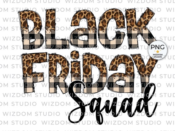Black Friday Squad PNG Image, Leopard Buffalo Plaid Design.