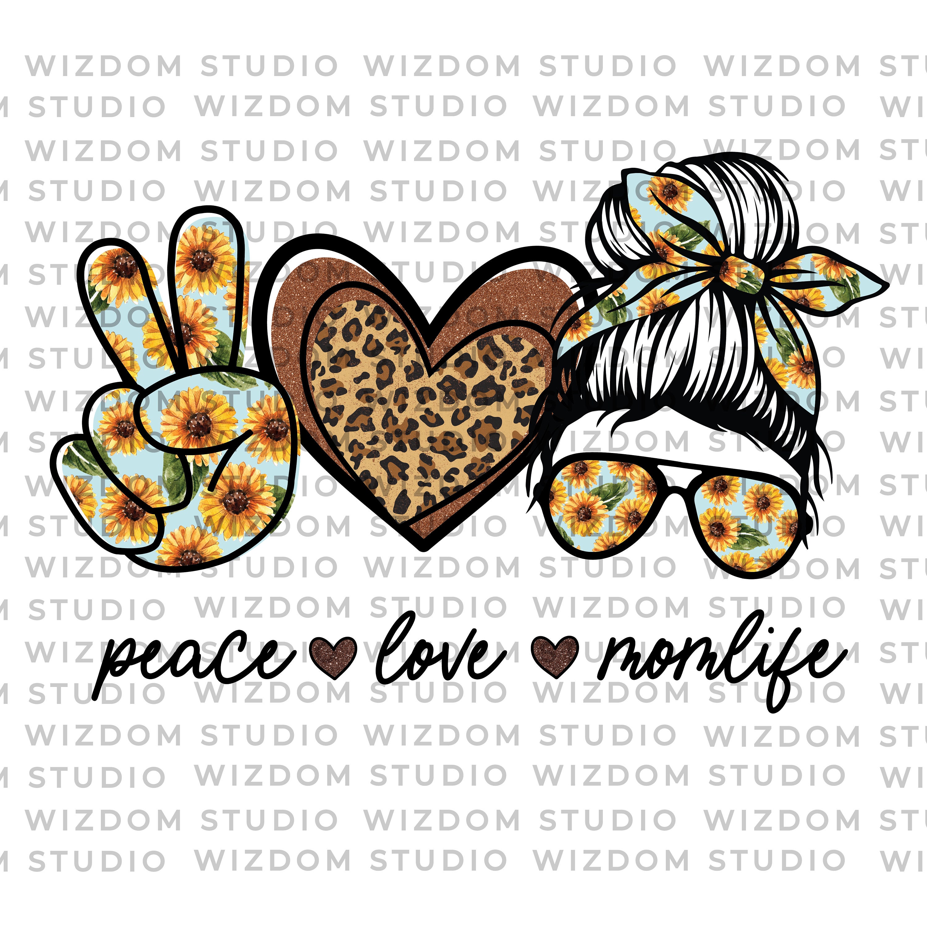 Diseo original peace love momlife girasol mom life bollo  etsy