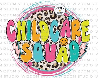 Childcare Squad PNG Image, Leopard Lightning Bolt Design, Sublimation Designs Downloads, PNG File