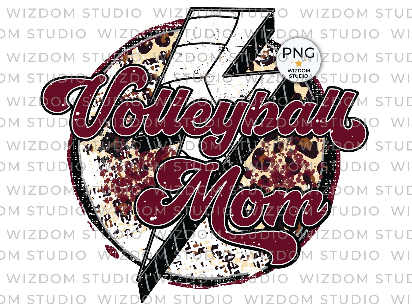 Volleyball Mom PNG Image Volleyball Lightning Bolt Leopard Etsy