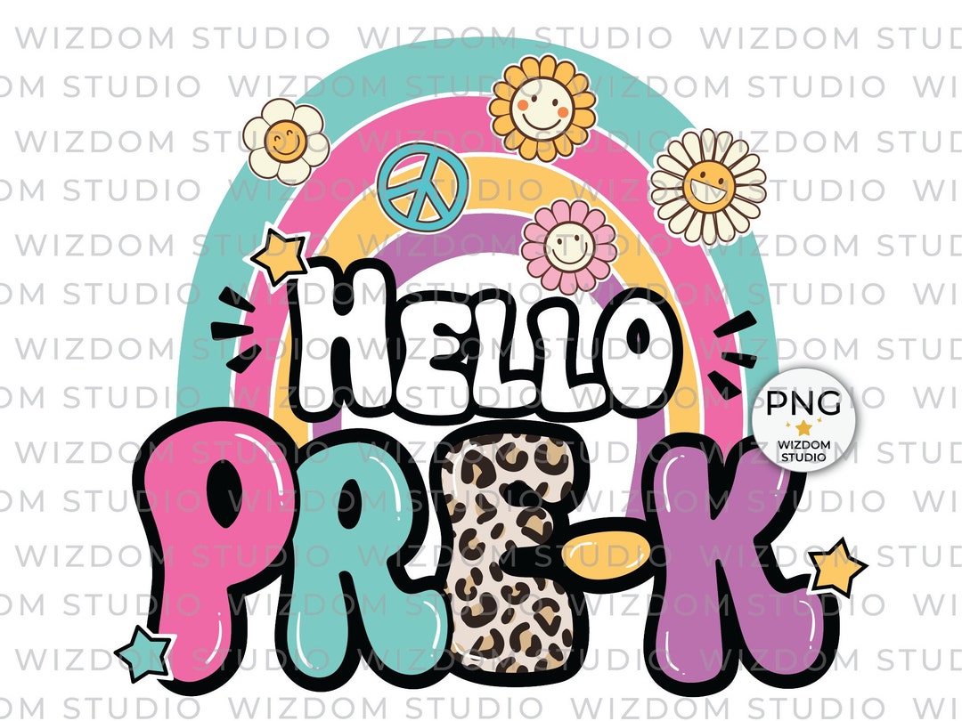 Hello Pre-k PNG Image Back to School Leopard Rainbow Design - Etsy