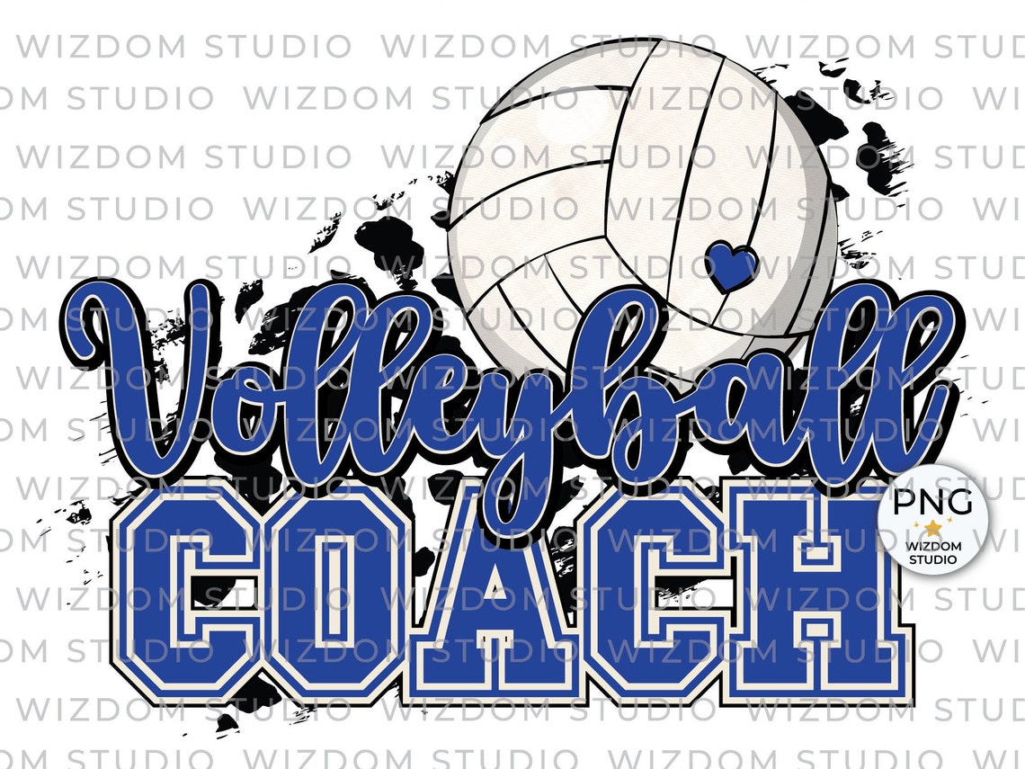 Volleyball Coach PNG Image Royal Blue Volleyball Cow Print Etsy Canada