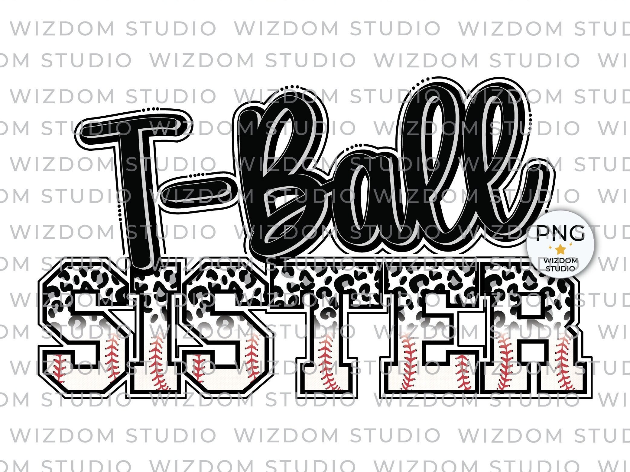 Tball Sister PNG Image Leopard Tee Ball Black Gray Design Etsy
