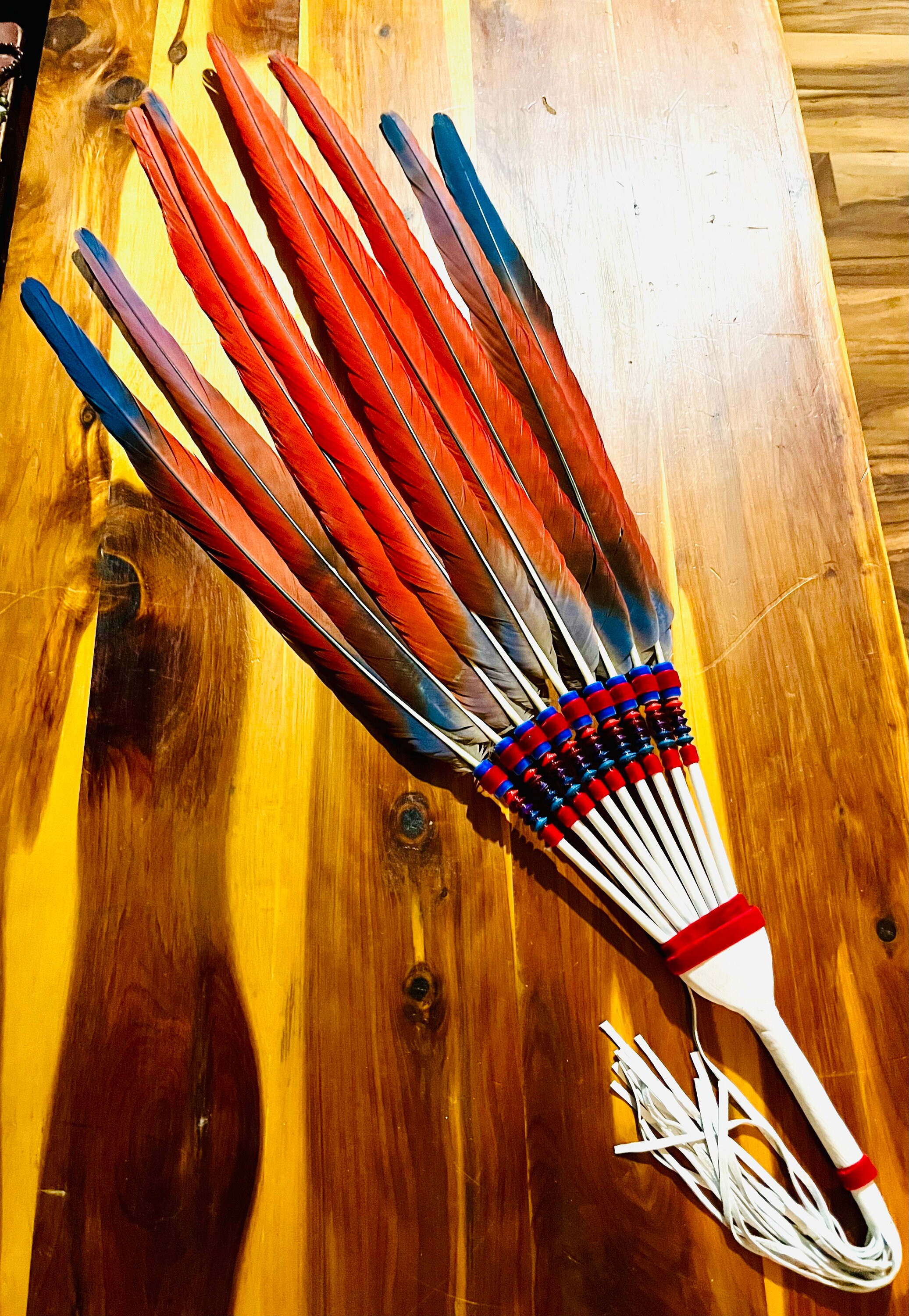 Scarlet Macaw Peyote Ceremony Feather Fan, NAC Native American Church ...
