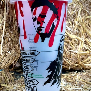 Slasher Starbuck Cup Horror Scary Movie Cup Michael Scream Freddy Halloween Cup Tumbler Jason Hang Up Venti Fall Autumn