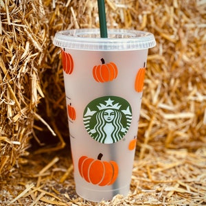 Fall Cup Pumpkin Cup Pumpkin Spice Autumn Farm Cup Tumbler Venti Custom Orange Halloween Cold Cup 24 fl oz