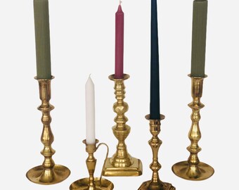 Mismatched vintage brass candle holder setrustic farmhouseweddingtable scapehome decorset of 5