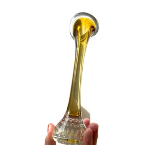 Art glass vase/ Aseda Glasbruk bone vase/controlled bubble vase/yellow gold bud vase