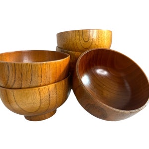 Vintage wood small side bowls /fruit bowls/snack bowls/rustic/boho dining set of 6