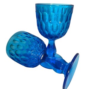 Fenton colonial blue Thumbprint wine glasses/blue wine goblets/set of 2
