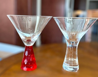 2 retro martini glasses /modern cocktail glasses