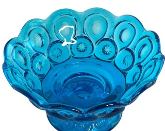 『ヴィンテージ』LE Smith社Moon and Stars バターケース Vintage L.E Smith Colonial Blue Moon and Stars Mould Weishar Glass