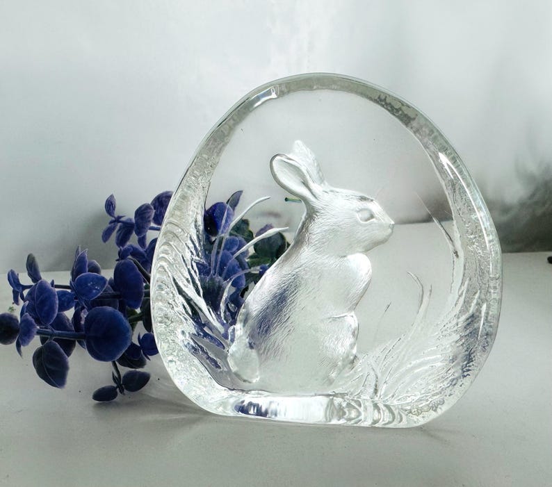 Lead Crystal Rabbit Mats Jonasson Sweden Lead Crystal Bunny Rabbit Reversed Carved ...