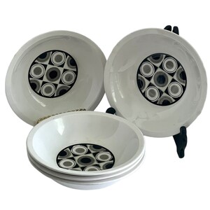 Vintage Mikasa Moon Dot cerastone soup cereal bowls modernist Art Deco/set of 5