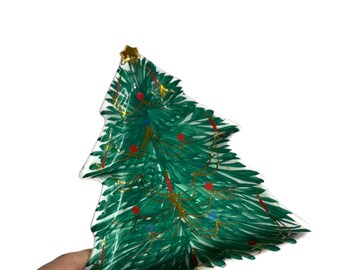 Midcentury Christmas tree candy dish/decorative plate /made in Italy/hand painted ceramic tree dish