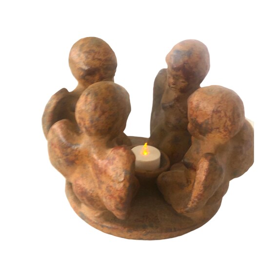 Circle of Friends Candle Holder/praying Cherub/angels/metal Etsy