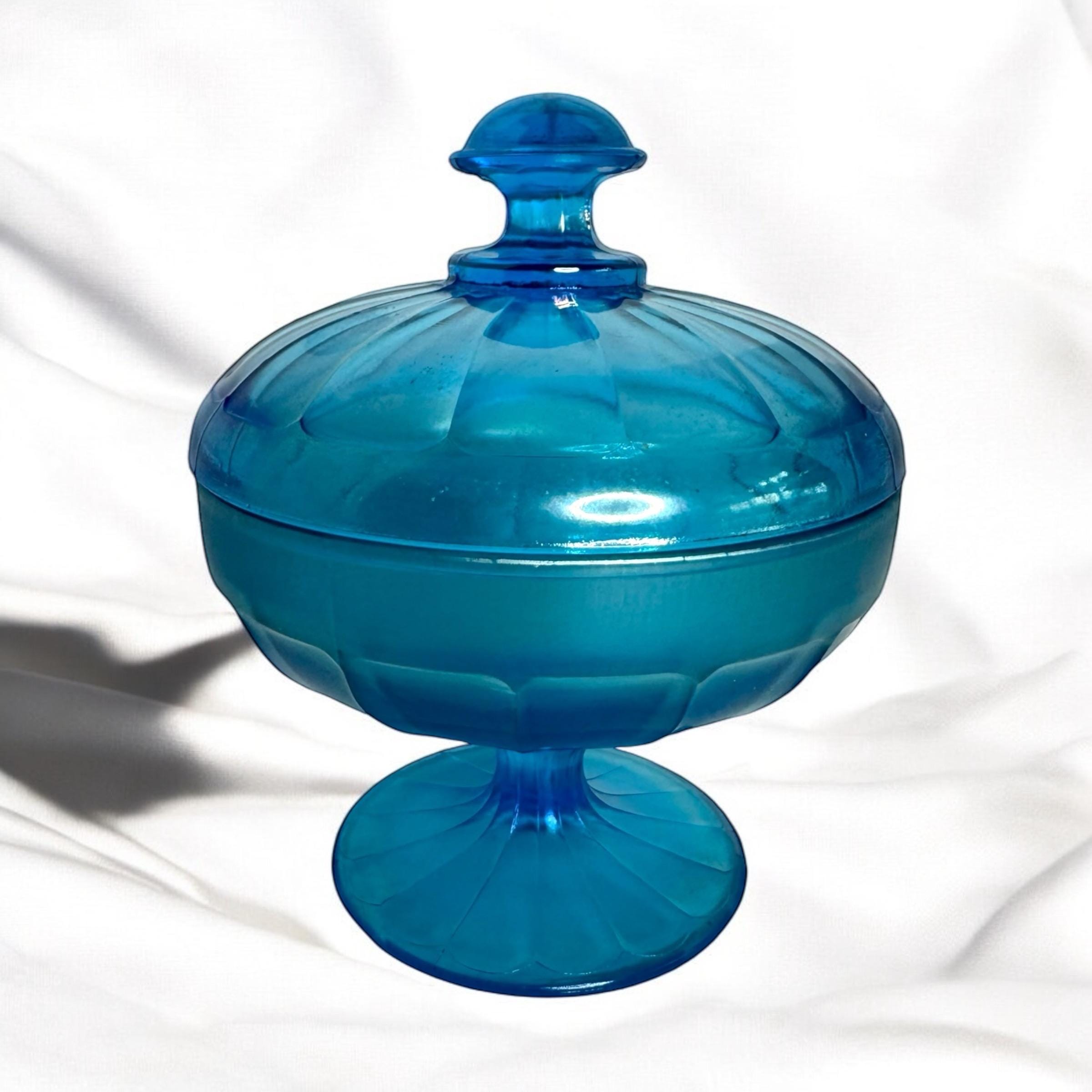 Fenton Glass Candy Dish Blue - Etsy