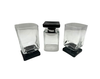 Vintage Midcentury modern square footed cocktail glasses/mismatched/barware/Retro glassware set of 3