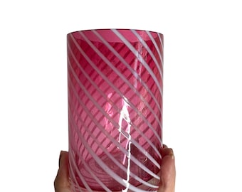 Antique Victorian cranberry and white opalescent swirl tumbler/19th century Hobbs & Brockunier Collectible Antique Glass