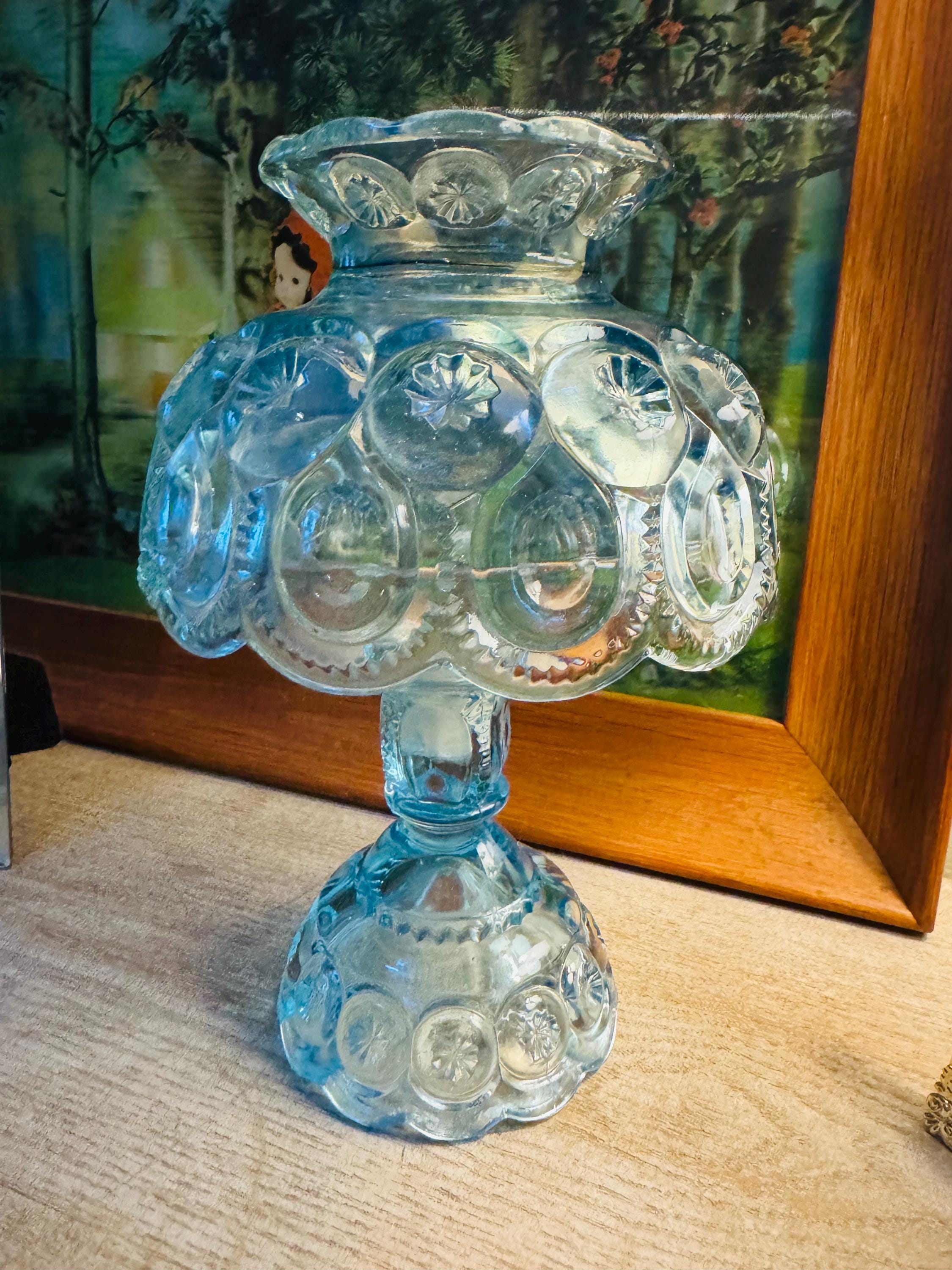 Vintage LE Smith 3 Piece Light Blue Moon and Stars Fairy Lamp