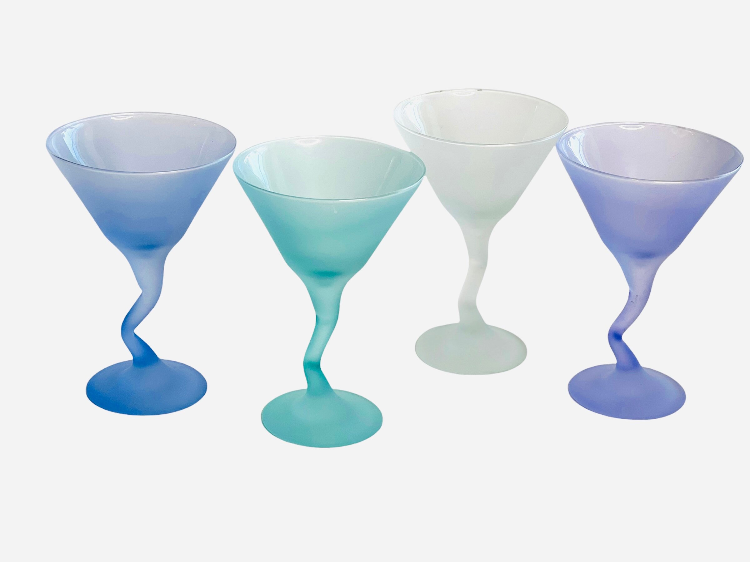 Z Stem Pastel Frosted Martini Glasses 