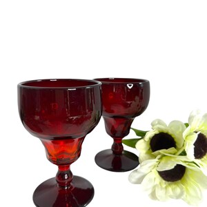 Fenton Georgian Ruby  Water Glasses Goblets Honeycomb Stemmed wine goblets /set of 2